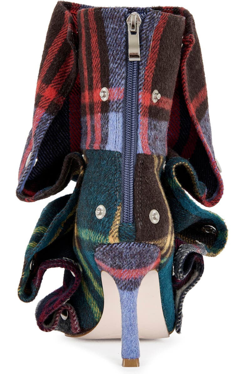 AZALEA WANG Birdsong Ruched Plaid Bootie, Alternate, color,