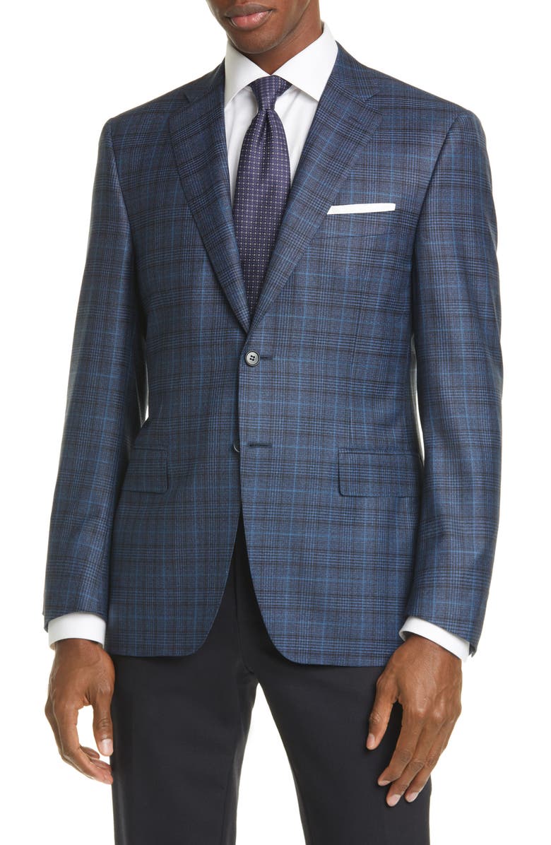 Canali Siena Soft Classic Fit Plaid Wool Sport Coat, Main, color, 