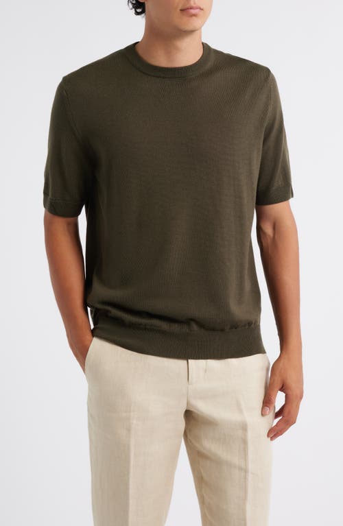 Aurélien Cashwool® Short Sleeve Crewneck Sweater In Green
