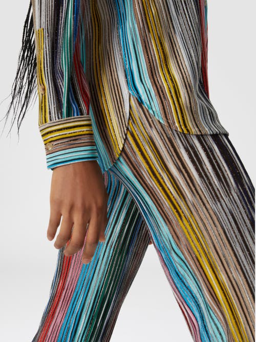 Missoni Metallic Striped Ribbed-knit Flared Pants In Multicoloured