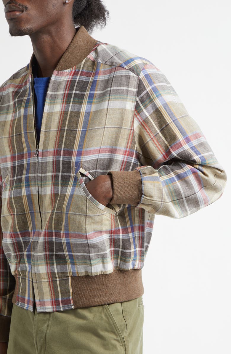 Noah Plaid Wool & Linen Varsity Jacket, Alternate, color, Plaid