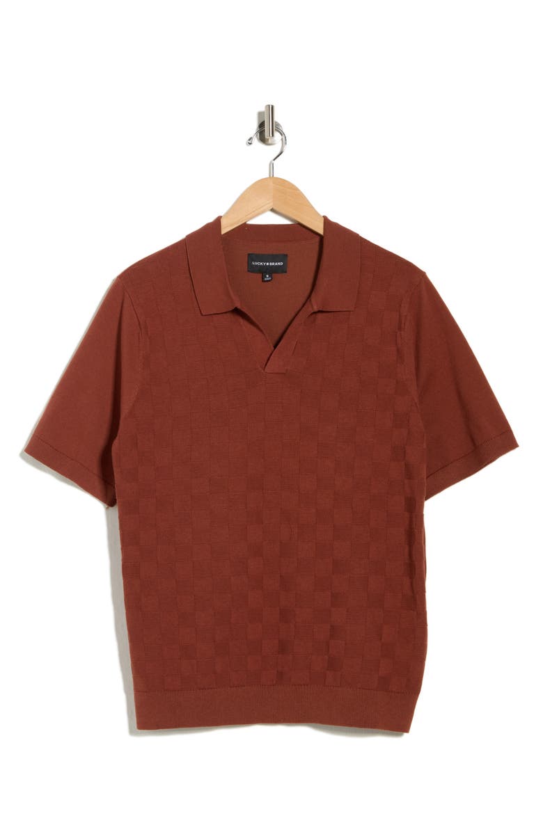 Lucky Brand Johnny Collar Jacquard Polo, Alternate, color, Cinnamon