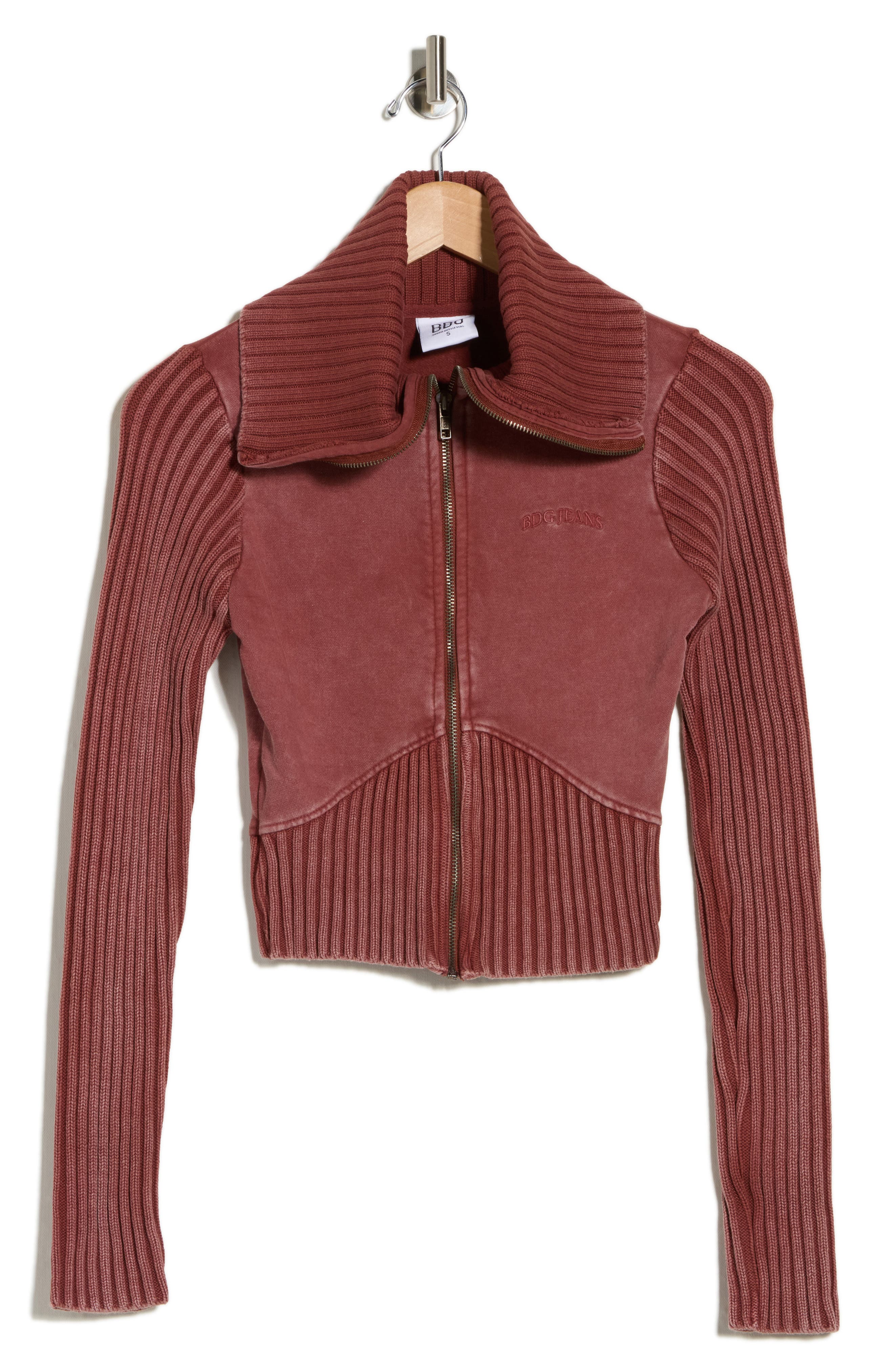 BDG Urban Outfitters Thea Mixed Media Rib Track Sweater