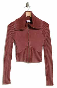 BDG Urban Outfitters Thea Mixed Media Rib Track Sweater