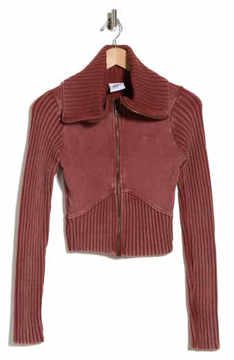 BDG Urban Outfitters Thea Mixed Media Rib Track Sweater