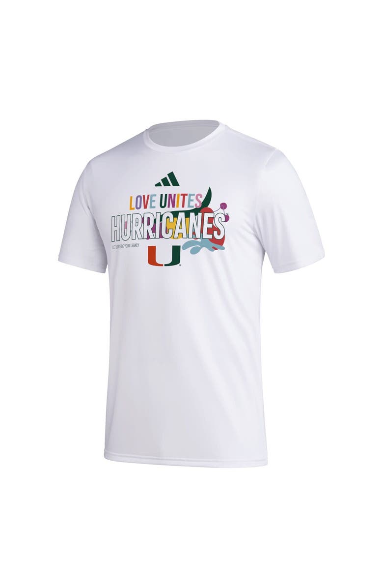 adidas Men's adidas x Rich Mnisi Pride Collection White Miami Hurricanes Pregame AEROREADY T-Shirt, Alternate, color, White