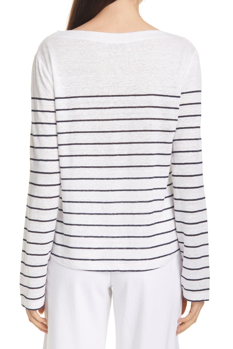 Camuto Breton Stripe Long Sleeve Boat Neck Top, Alternate, color, OPTIC WHITE/ COASTAL