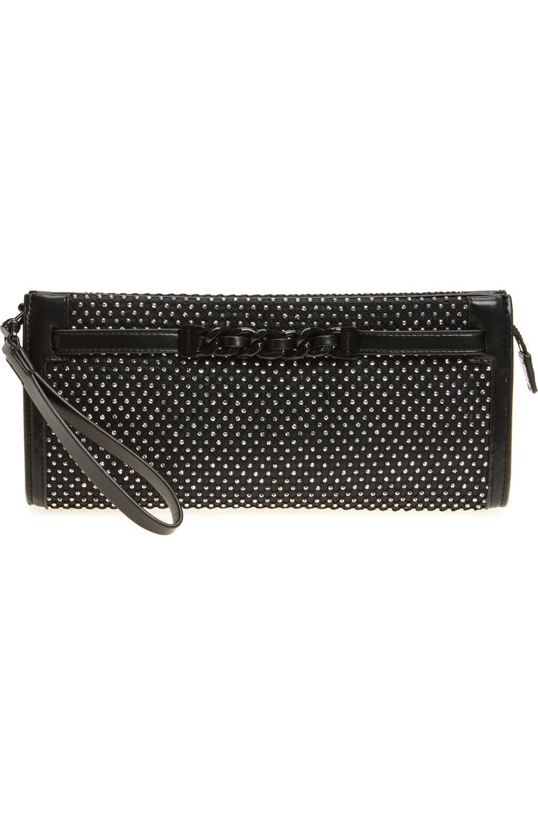 Rebecca Minkoff Curb Link Crystal Wristlet Clutch, Main, color,