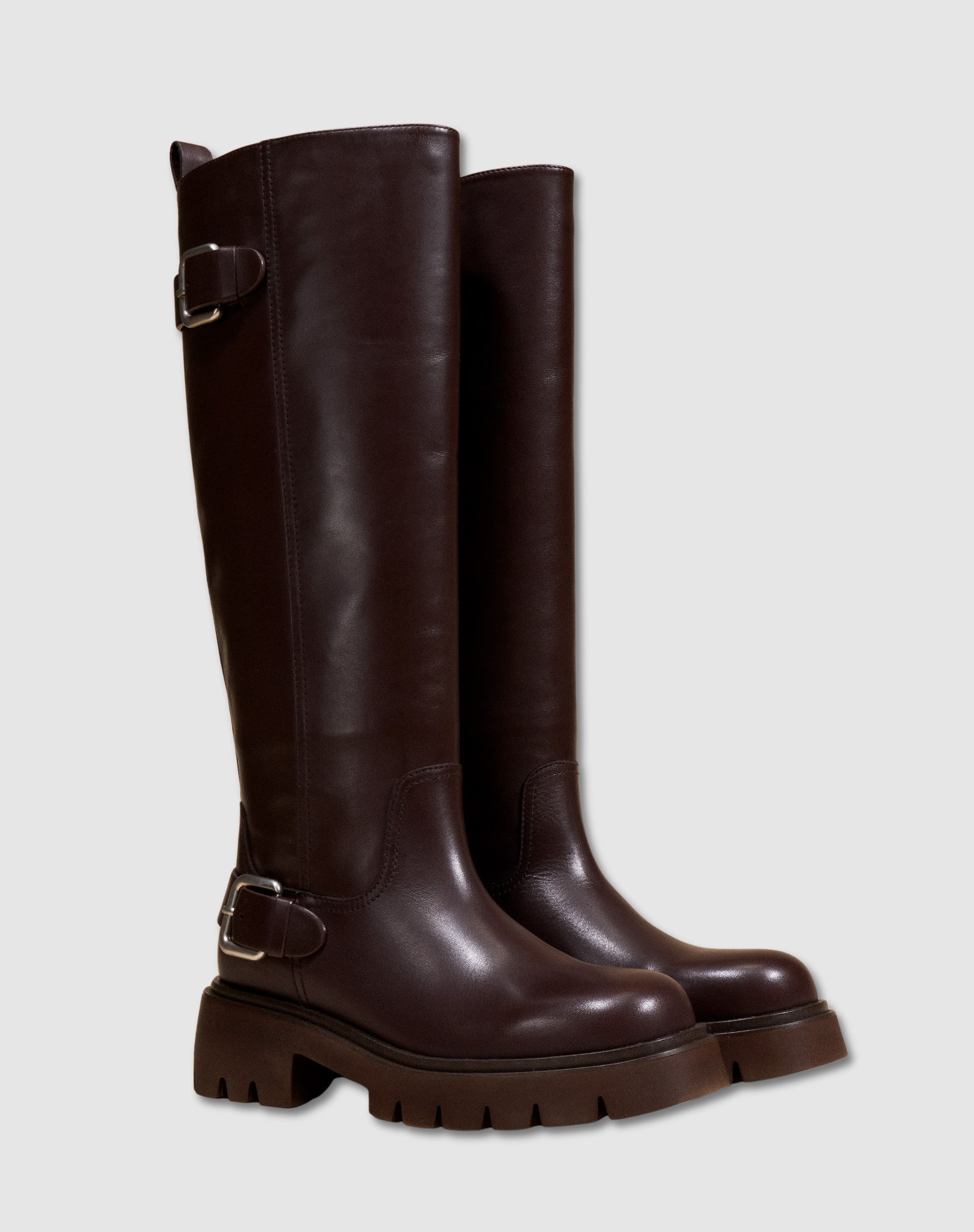 Herpen Chunky Treaded Sole Long Boot, Alternate, color, CHOCOLATE
