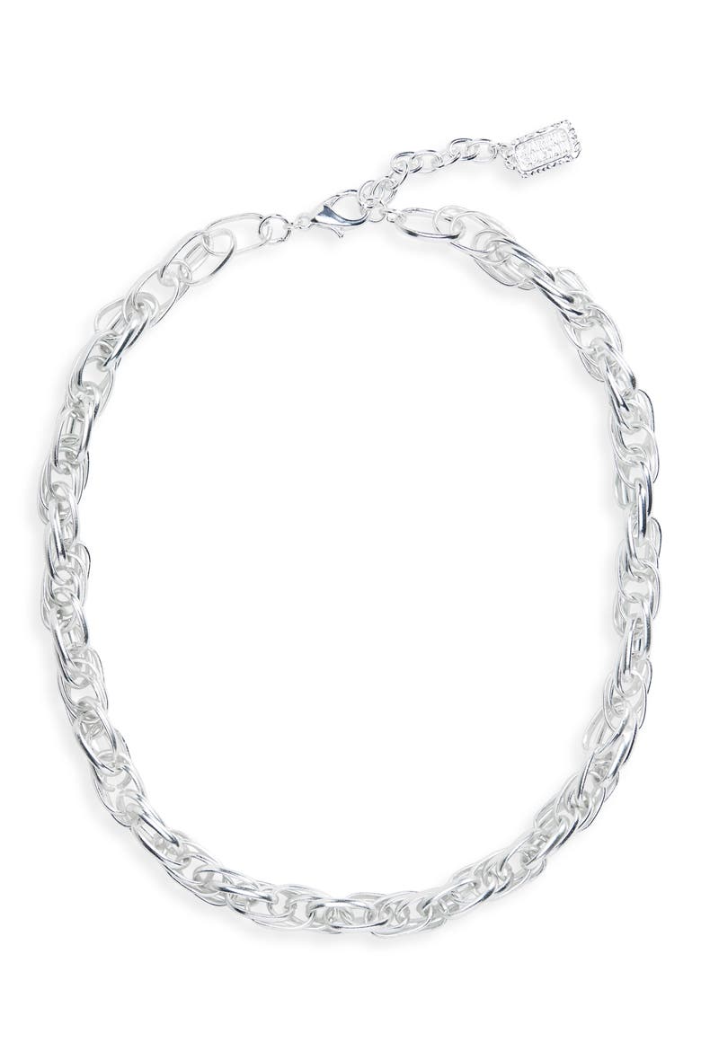 Intertwined Link Necklace, Main, color, SILVER
