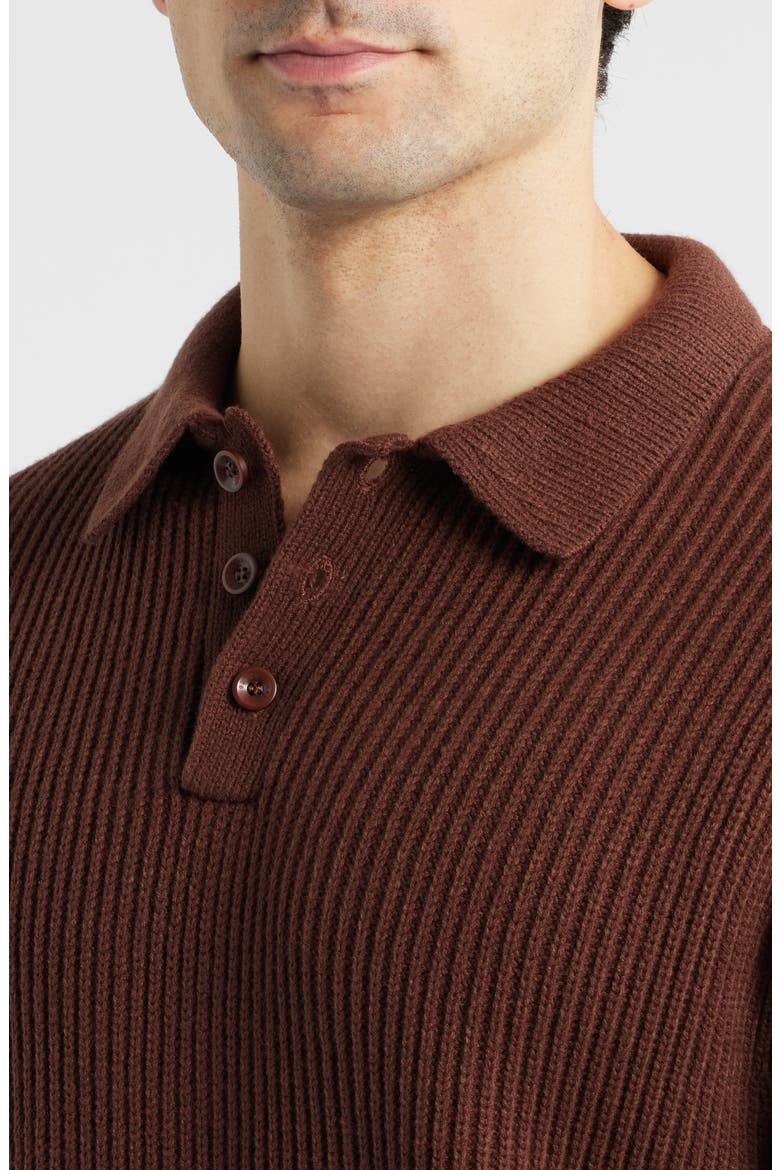 Nicolas Rib Polo Sweater, Alternate, color, BROWN