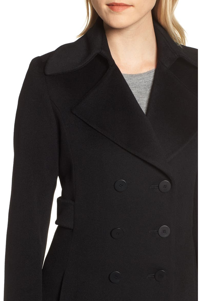Double Breasted Loro Piana Wool Coat, Alternate, color, BLACK