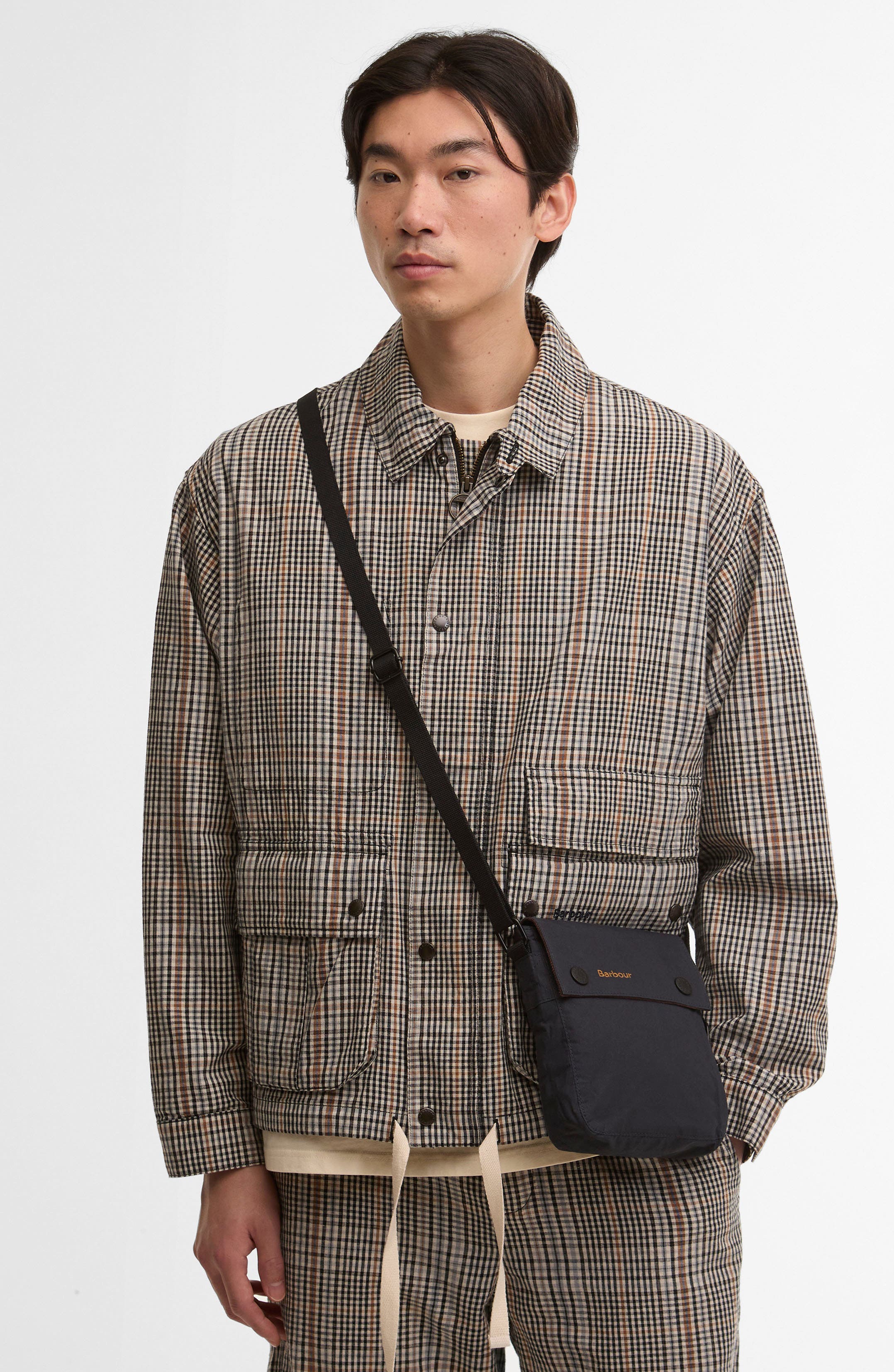 Barbour Transport Tartan Crossbody Bag, Alternate, color, Navy