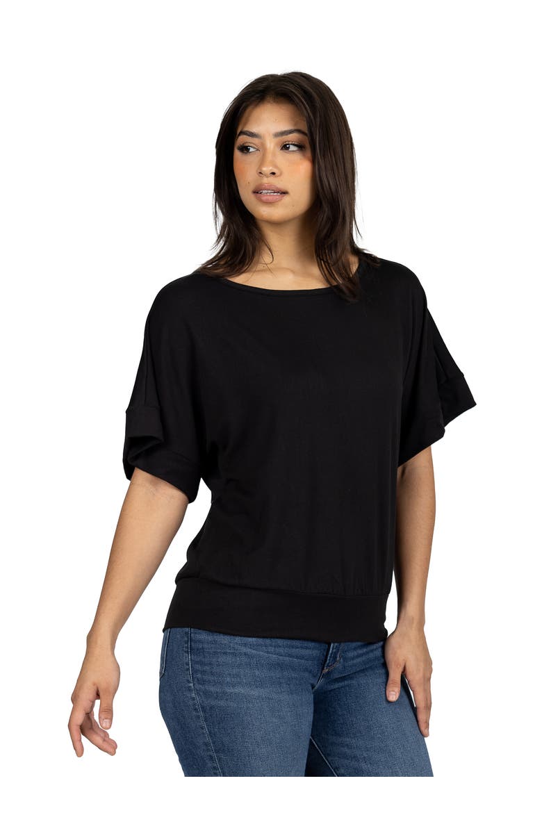 24seven Comfort Apparel Loose Fit Dolman Top with Wide Sleeves, Alternate, color, Black