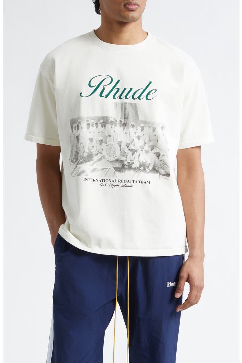 Virgin Islands Script Logo Graphic T-Shirt, Main, color, VINTAGE WHITE/ BLACK/ GREEN