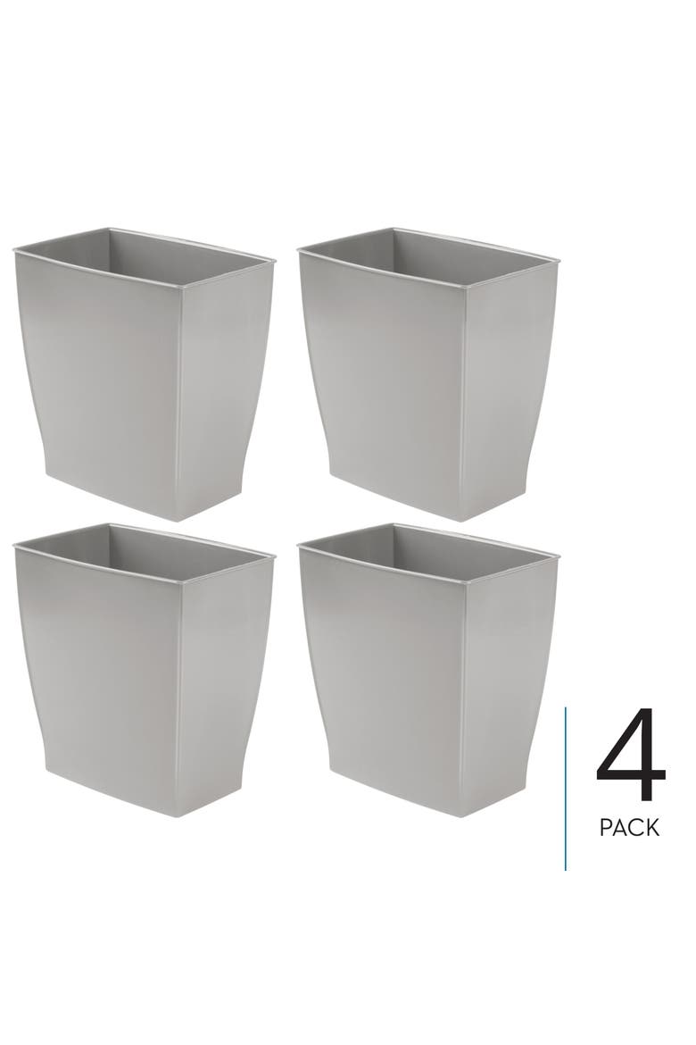 Small Rectangular Bathroom Trash Cans - Set of 4 - Gray, Alternate, color, Gray