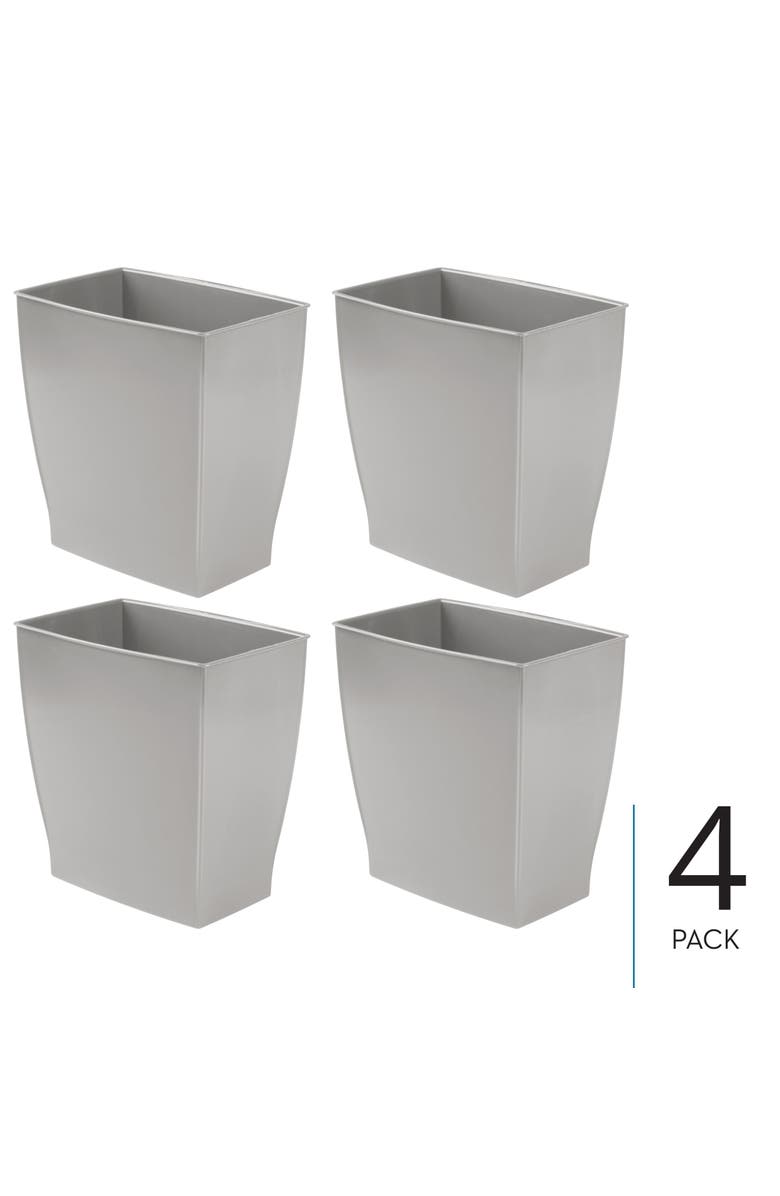 iDesign Small Rectangular Bathroom Trash Cans - Set of 4 - Gray, Alternate, color, Gray