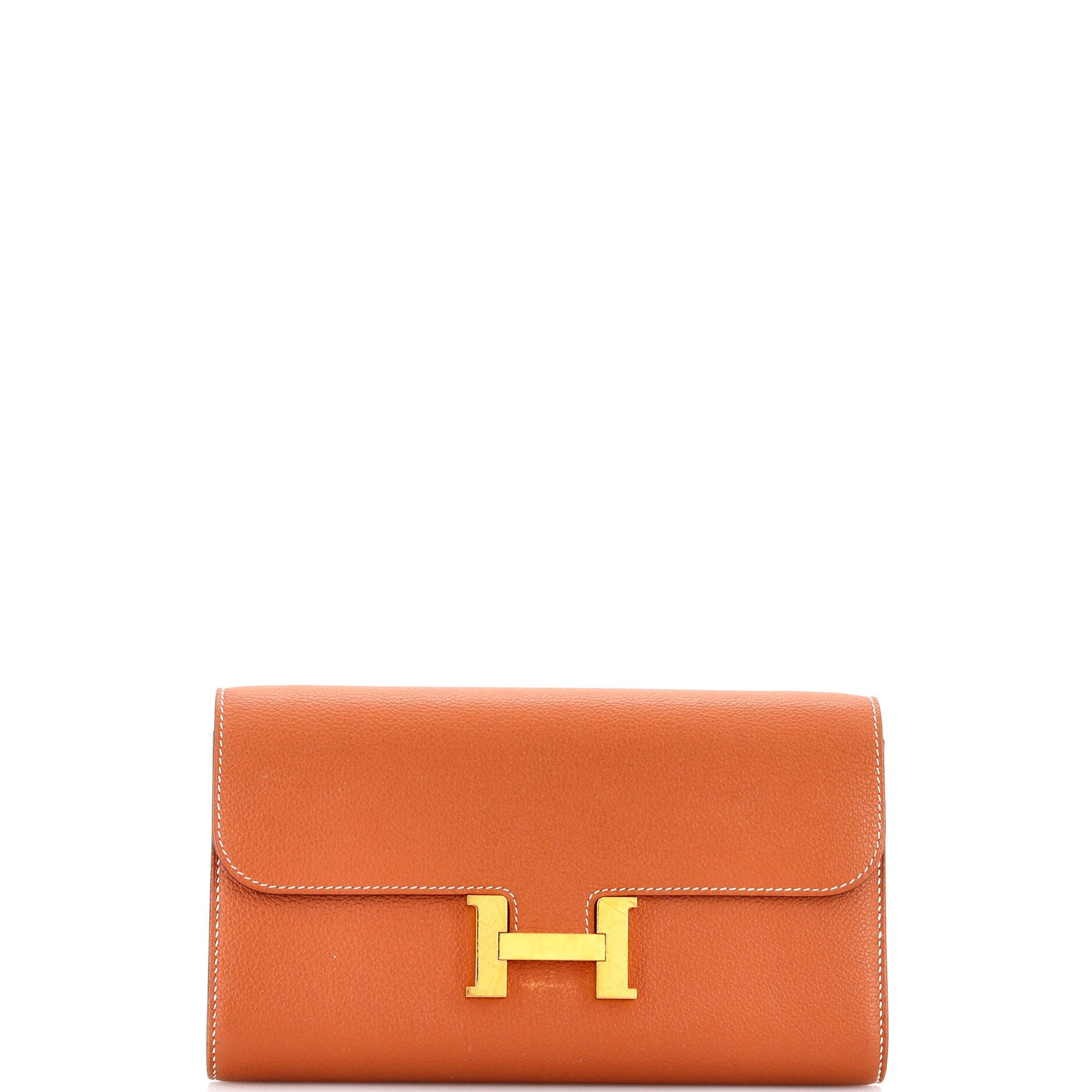 Pre-Owned Hermes Constance To Go Wallet Evercolor, Main, color, Gold