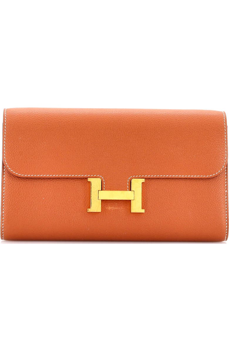 Pre-Owned Hermes Constance To Go Wallet Evercolor, Main, color, Gold