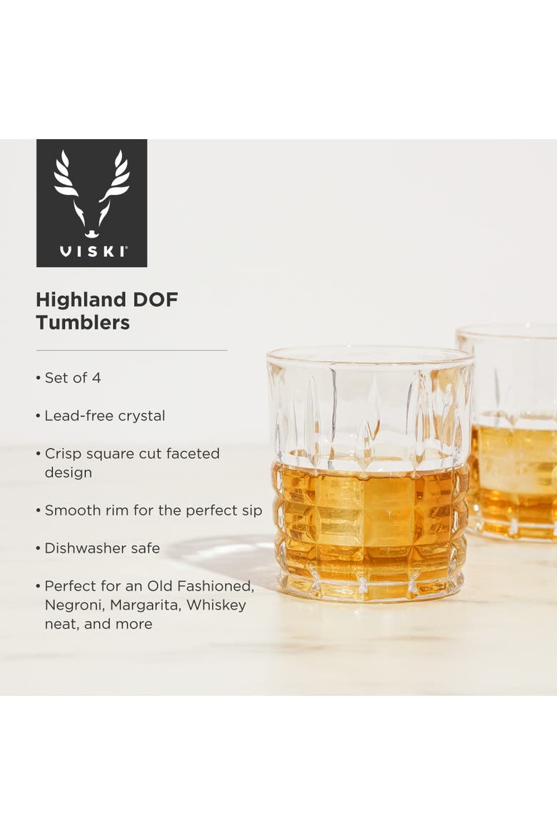 Highland Crystal DOF Tumblers Set of 4, Alternate, color, Clear