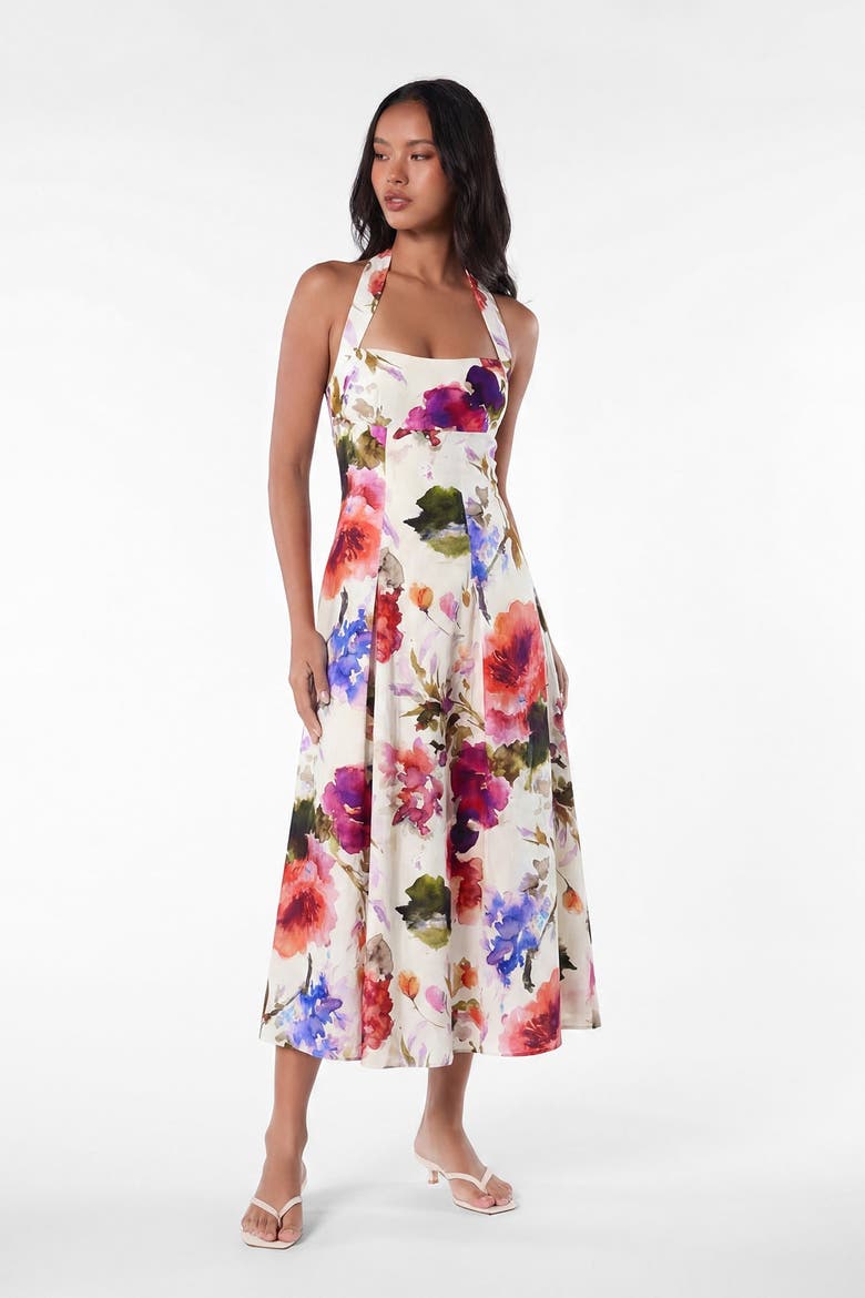 Elisabeth Print Dress, Alternate, color, Watercolor Flora