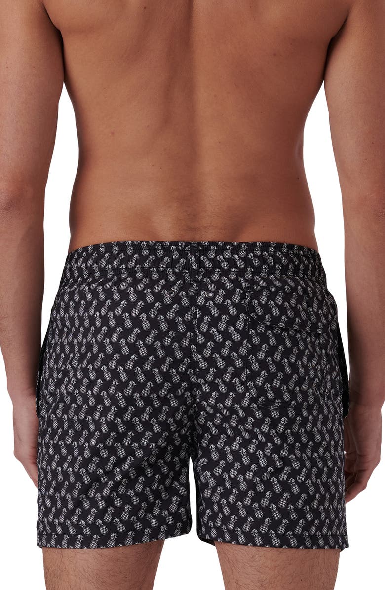 Bugatchi Aircher Mid Length Swim Trunks, Alternate, color, Black