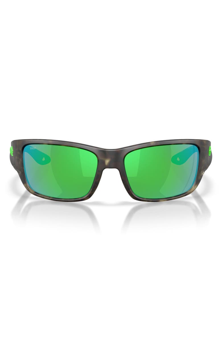 Costa Del Mar Schoolie 56mm Polarized Rectangular Sunglasses, Main, color, Matte Wetlands / Green 580P