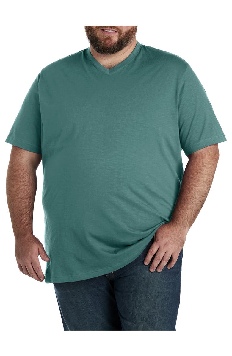 Harbor Bay by DXL Big & Tall Slub Knit V-Neck T-Shirt, Main, color, Blue Spruce