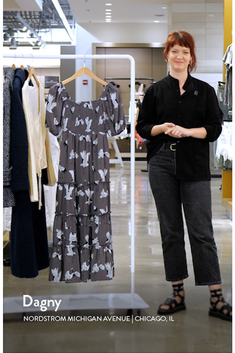 Crane Print Smocked Dress video