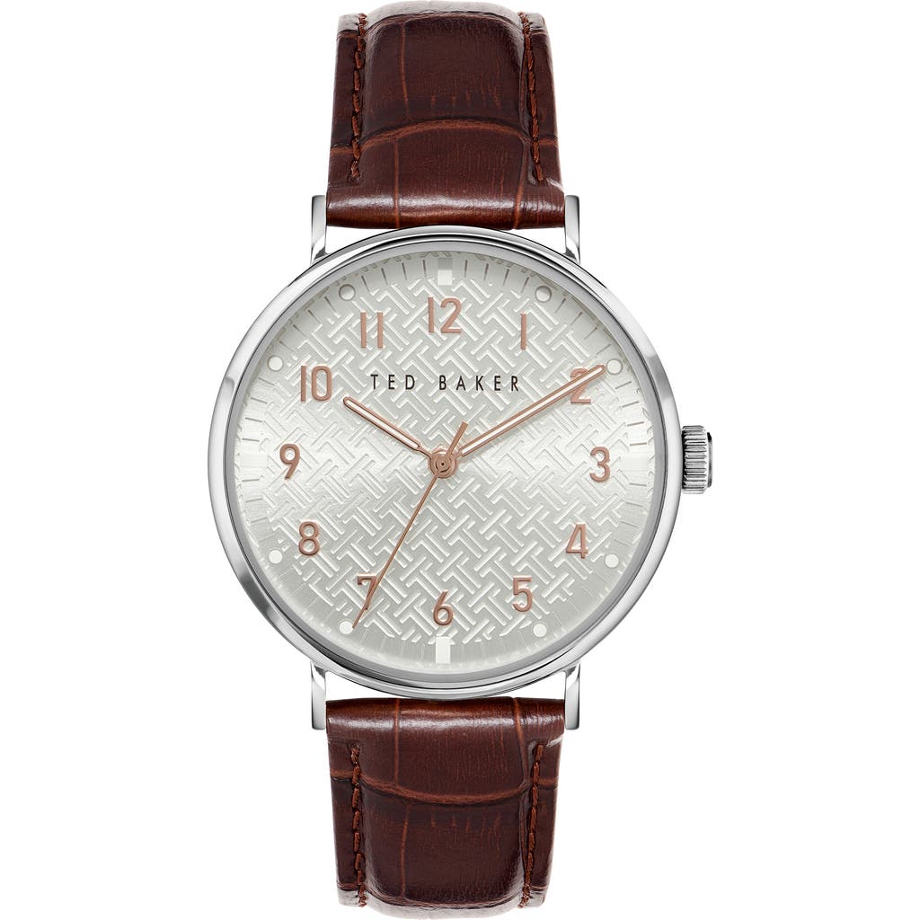 Ted Baker London Mimosaa Leather Strap Watch, 41mm In Brown