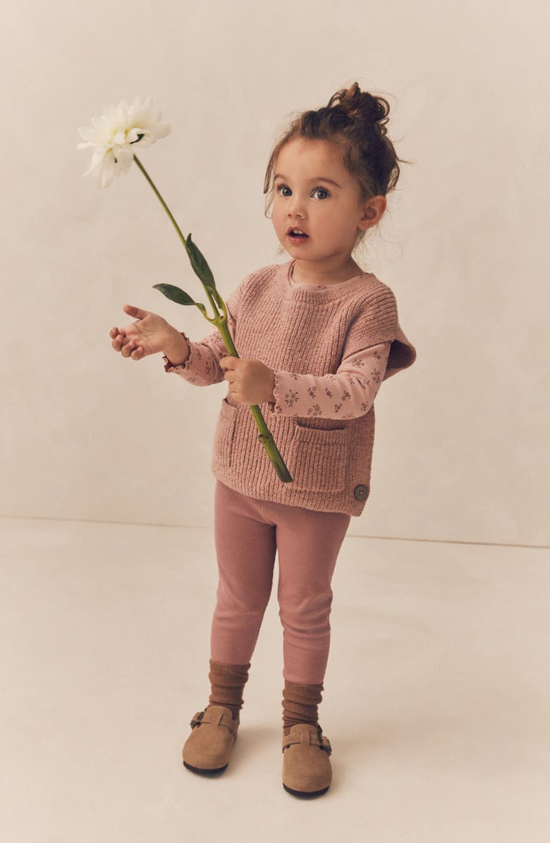 NEXT Kids' Tabard Long Sleeve Top, Sweater Vest & Leggings Set, Alternate, color, 