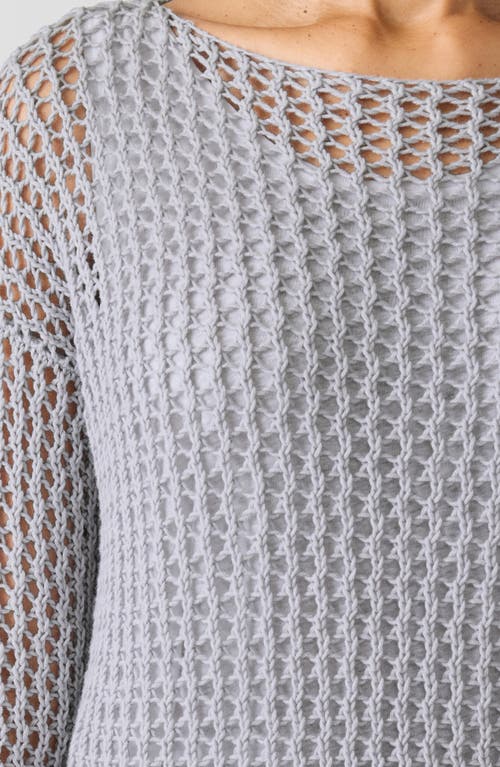 Eileen Fisher Bateau Neck Cotton Sweater In Nimbus
