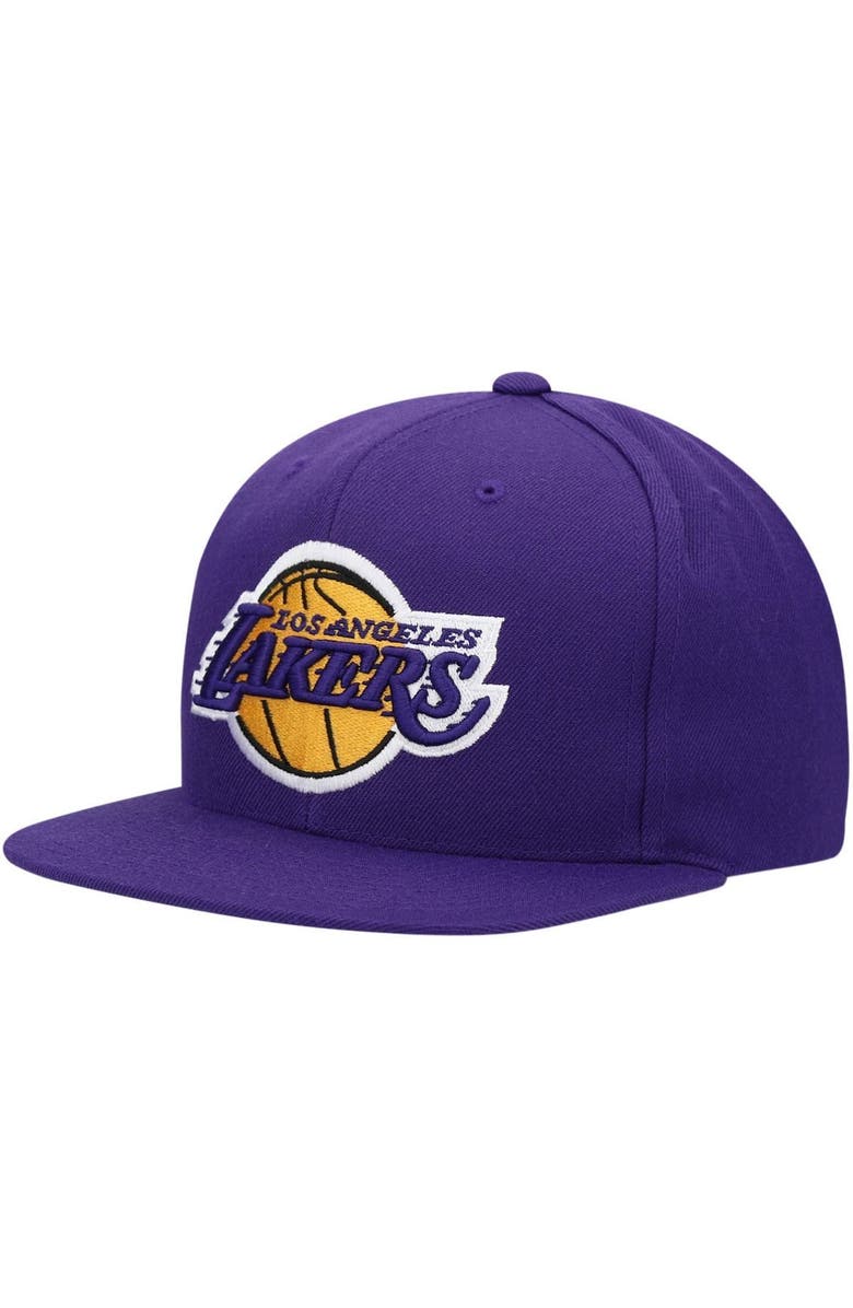 Mitchell & Ness Men's Mitchell & Ness Purple Los Angeles Lakers Team Ground Snapback Hat, Main, color, Purple