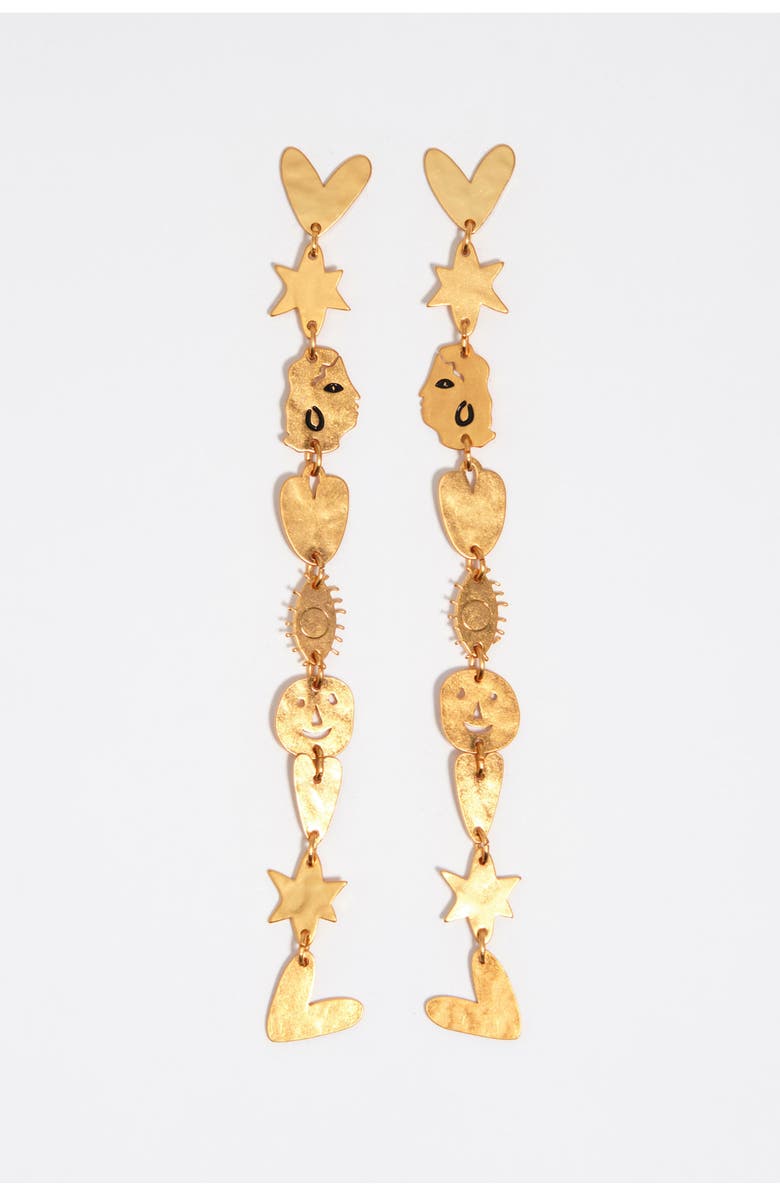 Bimba y Lola Matte Metal Silhouette Earrings, Main, color, Gold