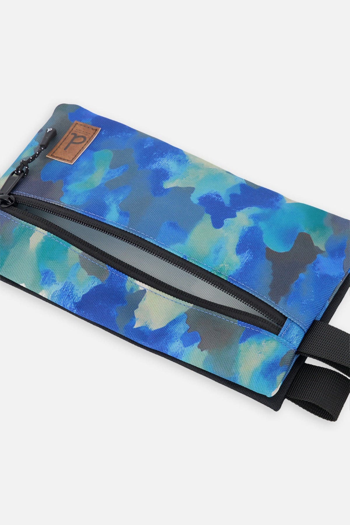 Deux par Deux Camouflage Durable Double-Compartment Pencil Case, Alternate, color, Blue And Grey Camouflage