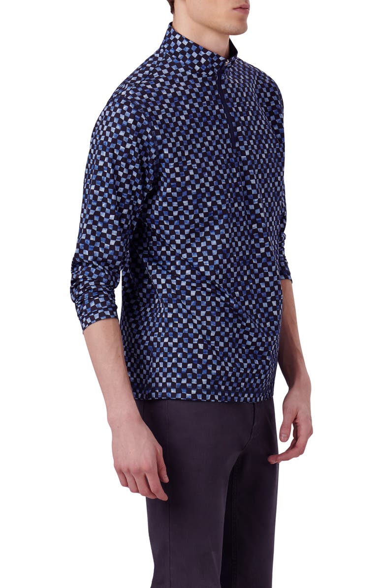 Bugatchi Anthony OoohCotton<sup>®</sup> Warped Check Print Quarter Zip Pullover, Alternate, color, Navy