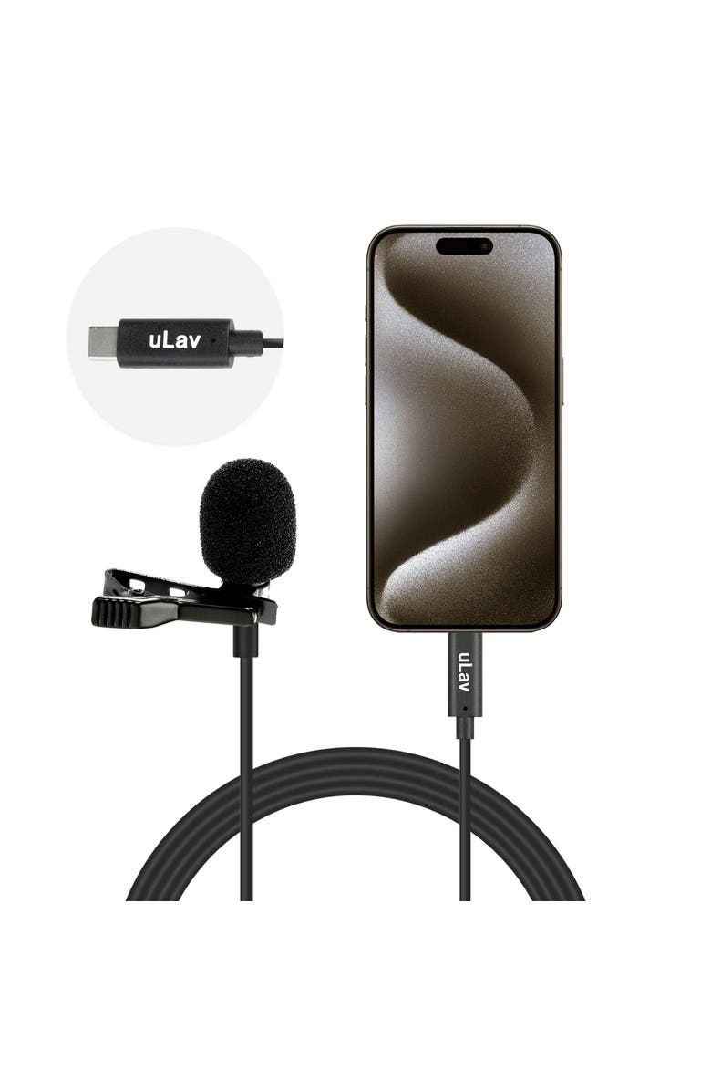 MOVO uLav-L Digital Lavalier Omnidirectional Clip on Microphone with USB-C Connector, Main, color, Black