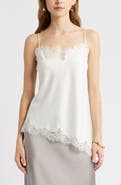 Open Edit Lace Trim Satin Camisole