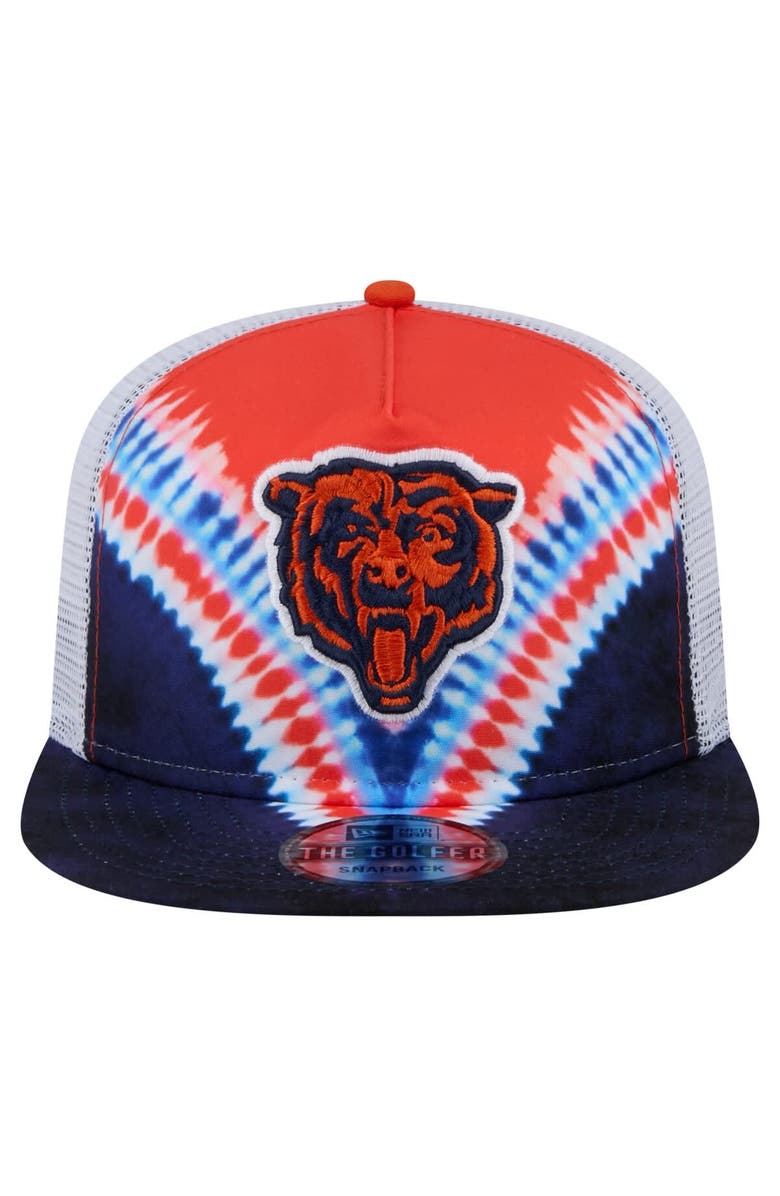 New Era Men's New Era Orange/Navy Chicago Bears Throwback Dye Golfer Snapback Hat, Alternate, color, Orange