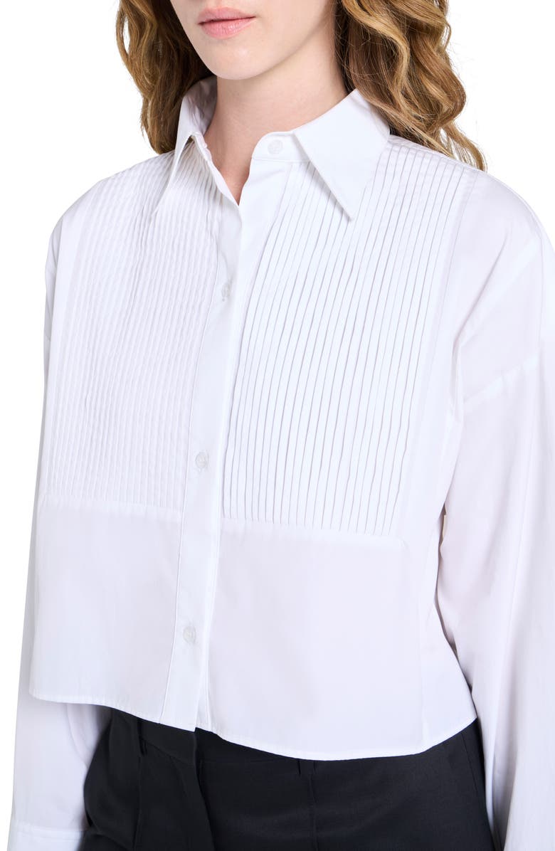 TWP Soon To Be Ex Bib Cotton Button-Up Shirt, Alternate, color, White