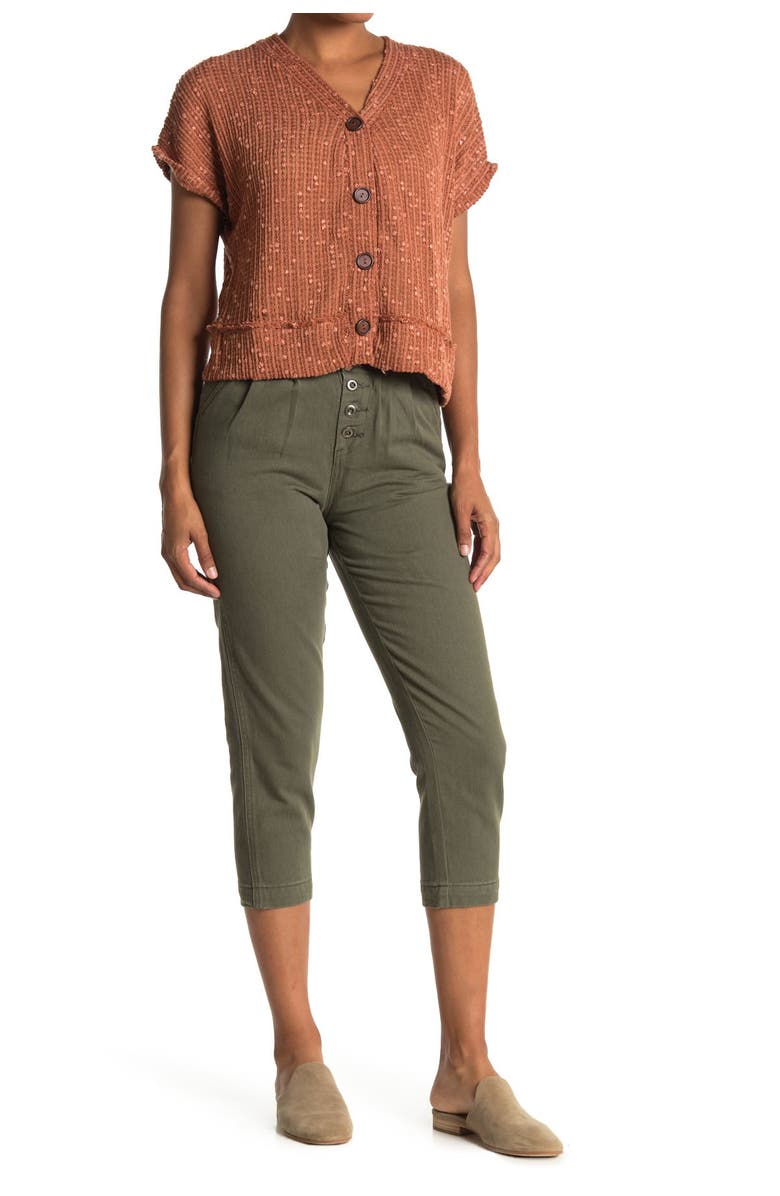 Blu Pepper High Waist Button Crop Pants, Main, color, 