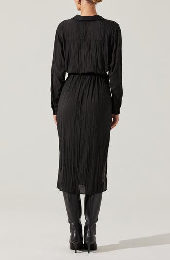 Belted Long Sleeve Midi Shirtdress