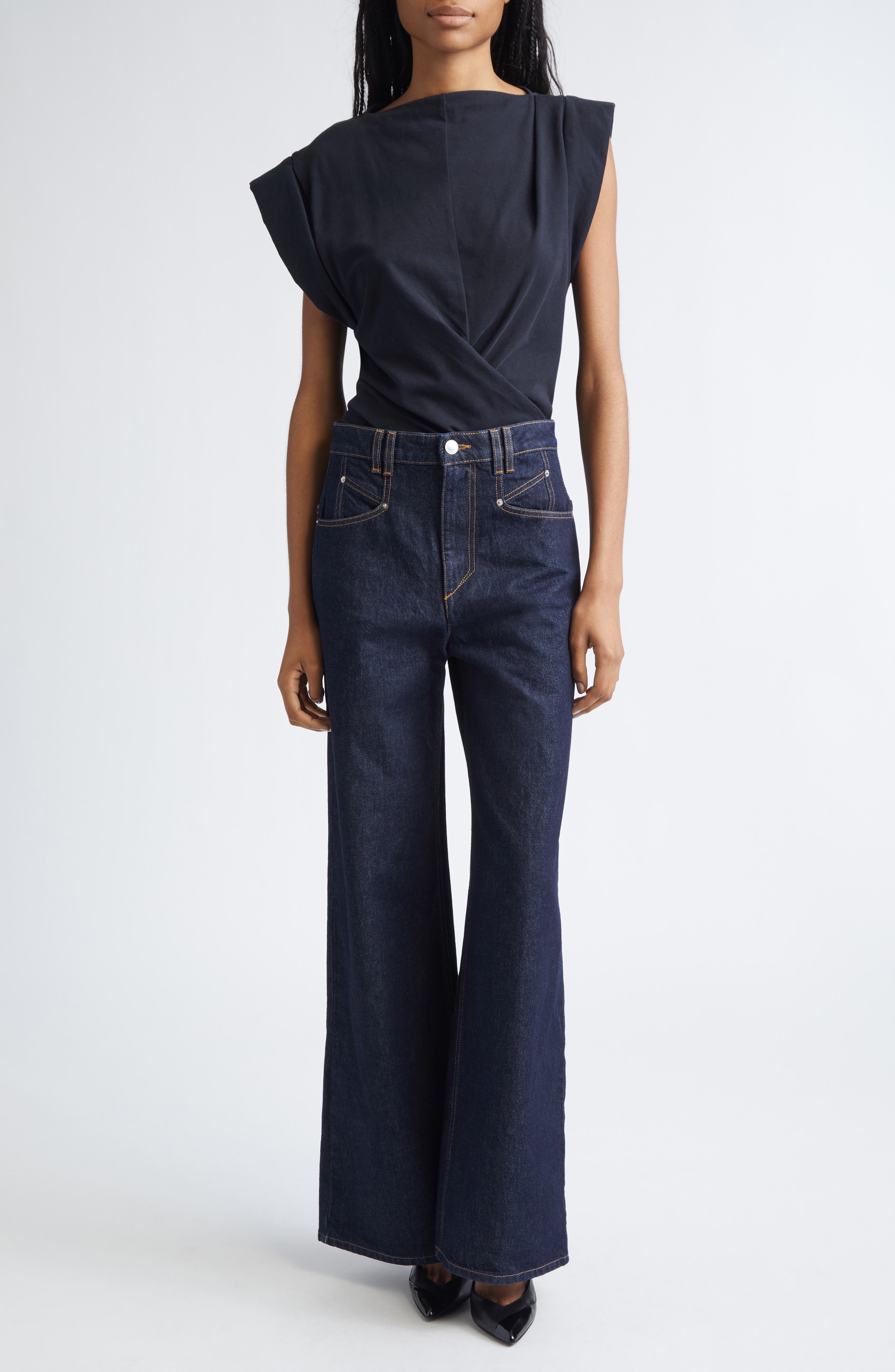 Maisan Draped Asymmetric Cotton T-Shirt - image 2