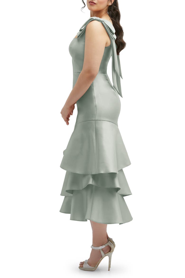 Layered Ruffle Tie Strap Satin Midi Dress, Alternate, color, WILLOW