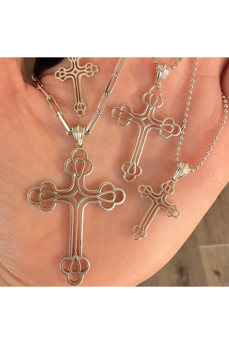 The Maxi Billie Cross Necklace, Alternate, color, Silver