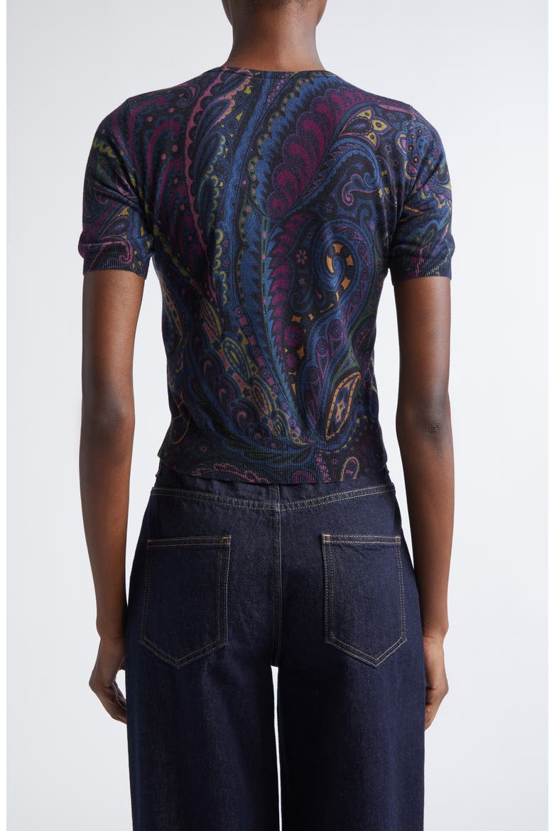 Paisley Silk & Cashmere Sweater, Alternate, color, PRINT ON BLUE BASE