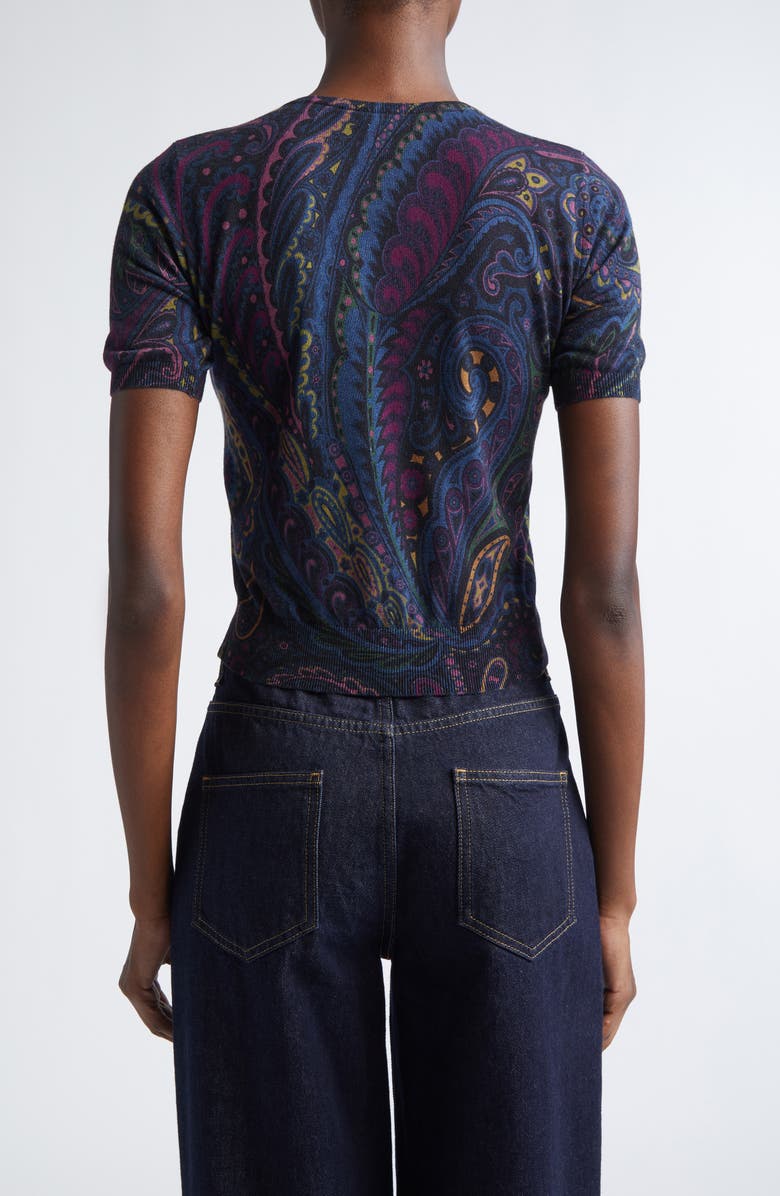Etro Paisley Silk & Cashmere Sweater, Alternate, color, Print On Blue Base