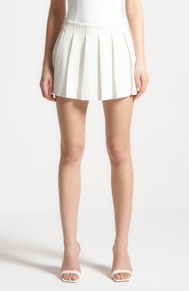 Manière De Voir Rina Pinstripe Pleated Skort, Alternate, color, White