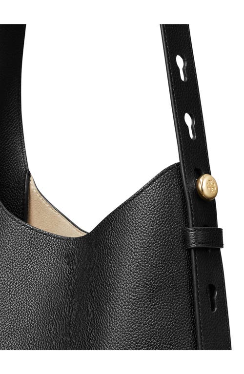 Tory Burch Small Romy Pebble Leather Hobo Bag In Black