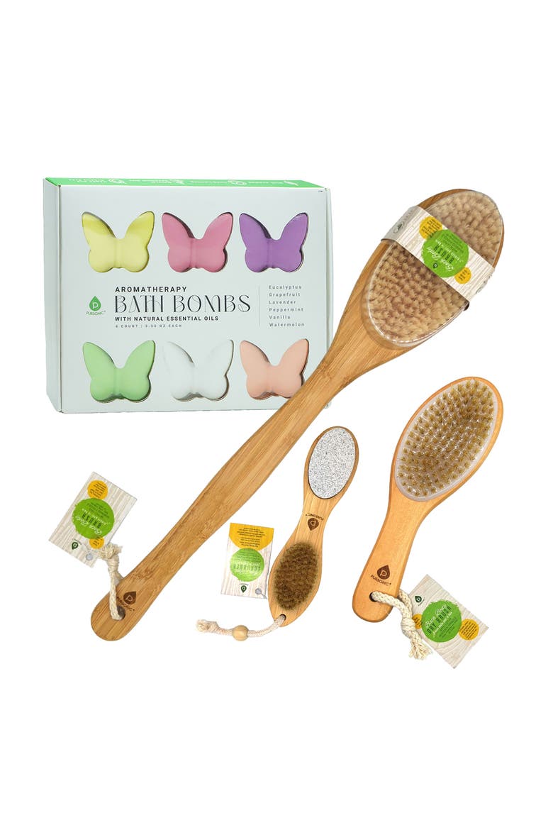 Aroma Bath Bombs & Spa Brush Set, Main, color, Multicolor